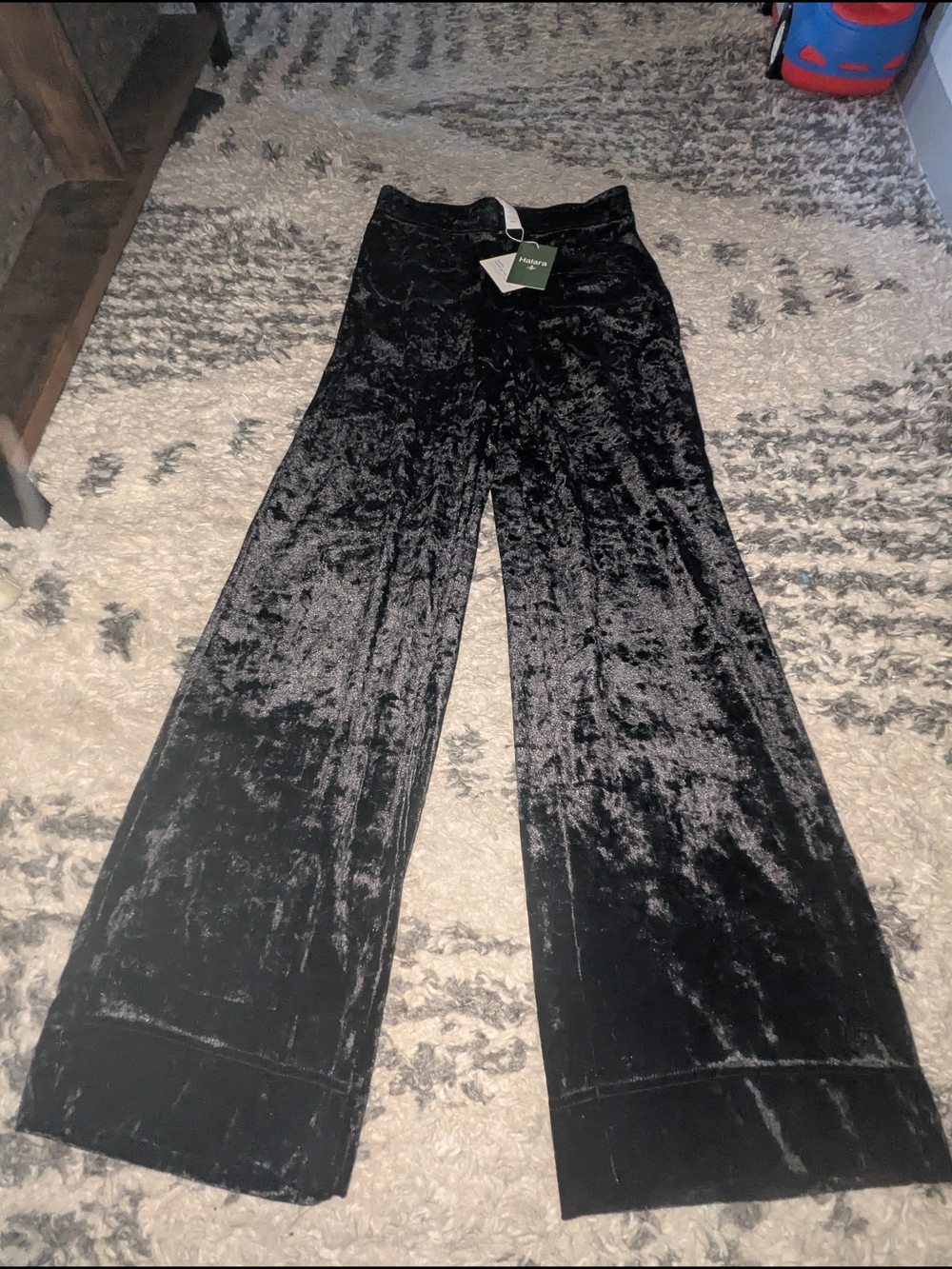 HALARA Black Velvet Flare Pants